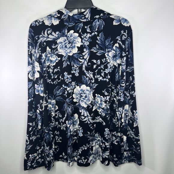 NWT Soma Cool Nights Notch Collar Boudoir Floral Black Top Sz XL Long Sleeve - Picture 10 of 14
